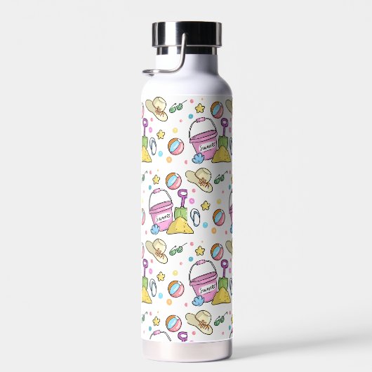Summer Beach Holiday Doodles Pattern Waterfles (Rechts)