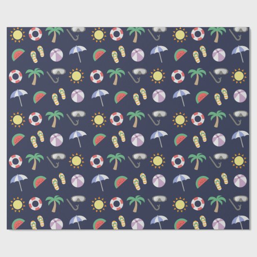 Summer Beach Holiday Pattern Cadeaupapier (Vlak)
