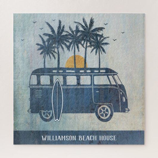 Summer Beach House Retro Surf Van Legpuzzel (Verticaal)