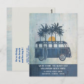 Summer Beach House Retro Van New Address Briefkaart (Voorkant / Achterkant)