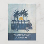 Summer Beach House Retro Van New Address Briefkaart (Voorkant)