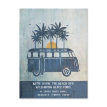 Summer Beach House Retro Van New Address