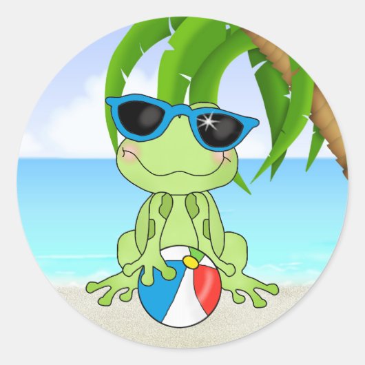 Summer Beach kikker cartoon sticker (Voorkant)