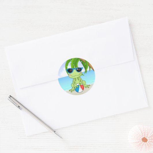Summer Beach kikker cartoon sticker (Envelop)