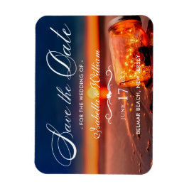 Summer Beach Mason Jar Blue Night Save the Date Magneet