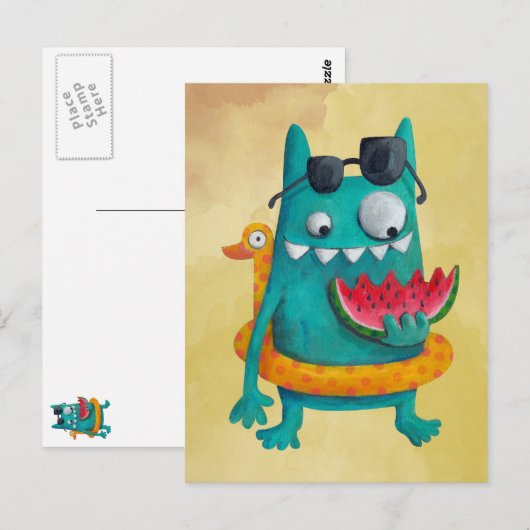 Summer Beach Monster Briefkaart (Voorkant / Achterkant)