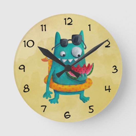 Summer Beach Monster Ronde Klok (Voorkant)