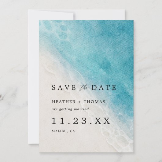 Summer Beach Ocean Coastal Blue Save The Date (Voorkant)