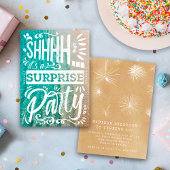 Summer Beach Ocean Shh Surprise Birthday Party Kaart