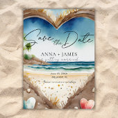 Summer Beach Ocean Waterverf Save The Date Kaart