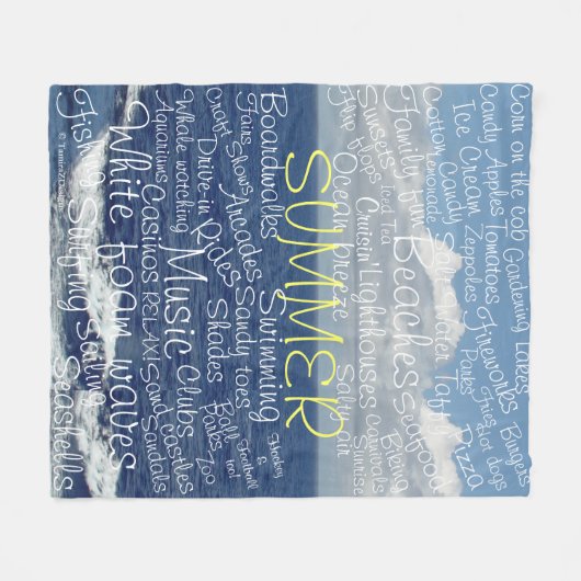 Summer Beach Ocean Waves Typografie Fleece Deken (Voorkant (Horizontaal))