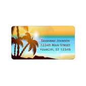 Summer Beach Palm Trees Aangepaste Adresetiketten Etiket (Voorkant)