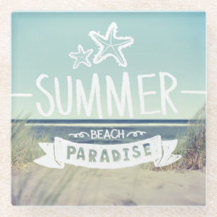 Summer Beach Paradise Glazen Onderzetter
