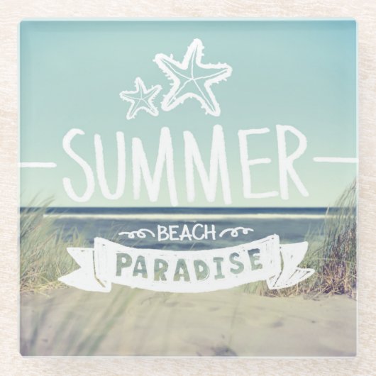 Summer Beach Paradise Glazen Onderzetter (Voorkant)