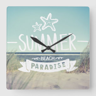 Summer Beach Paradise Vierkante Klok