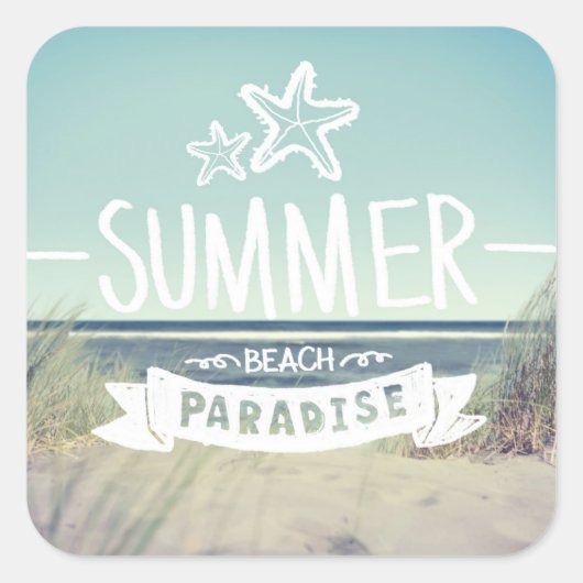 Summer Beach Paradise Vierkante Sticker (Voorkant)