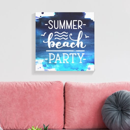 Summer Beach Party | Afdrukken Waterverf Canvas (Insitu (Woonkamer))