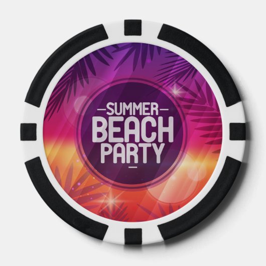 Summer Beach Party nacht Poker Chips (Voorkant)