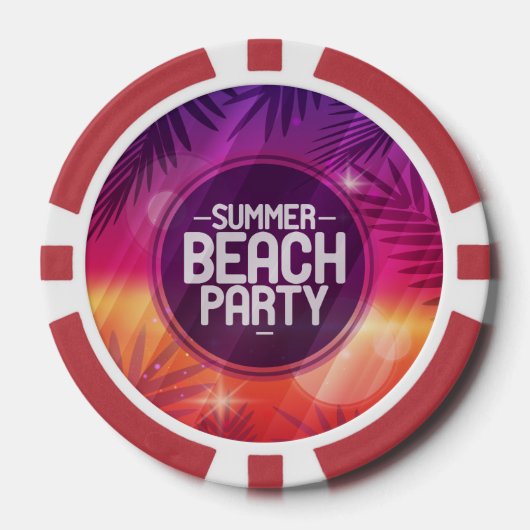 Summer Beach Party nacht Poker Chips (Voorkant)
