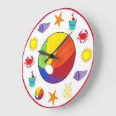 Summer Beach Party Sandcastle Starfish Beachball Grote Klok (Hoek)