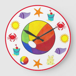 Summer Beach Party Sandcastle Starfish Beachball Grote Klok
