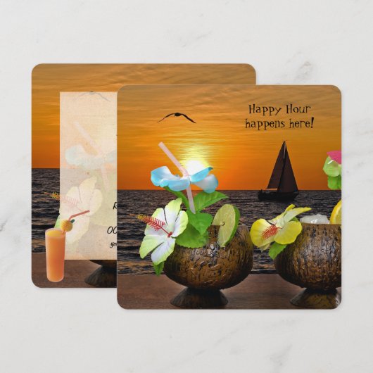 Summer Beach Party uitnodiging (Voorkant / Achterkant)