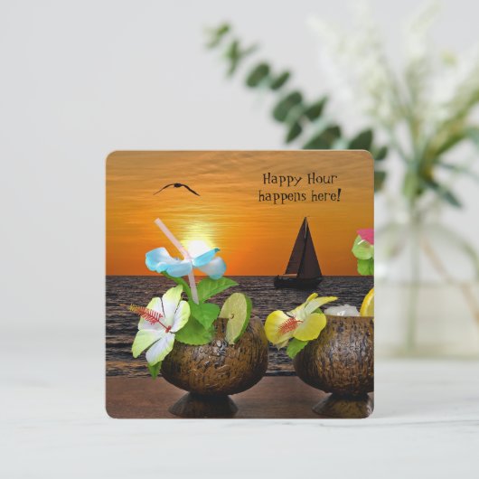 Summer Beach Party uitnodiging (Staand voorkant)