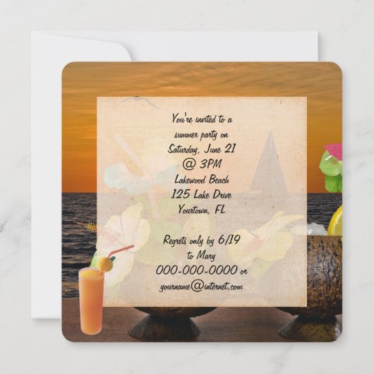 Summer Beach Party uitnodiging (Achterkant)