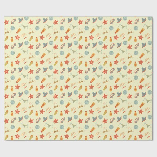 Summer Beach Pattern Cadeaupapier (Vlak)