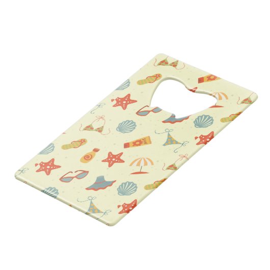 Summer Beach Pattern Creditkaart Flessenopener (Achterkant Gekanteld)
