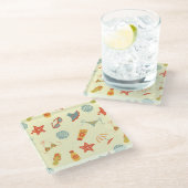 Summer Beach Pattern Glazen Onderzetter (Schuin)