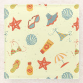 Summer Beach Pattern Glazen Onderzetter (Voorkant)