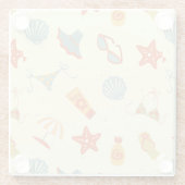 Summer Beach Pattern Glazen Onderzetter (Achterkant)