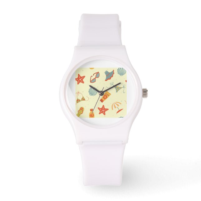 Summer Beach Pattern Horloge (Voorkant)