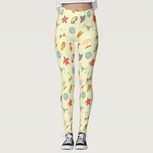 Summer Beach Pattern Leggings (Voorkant)