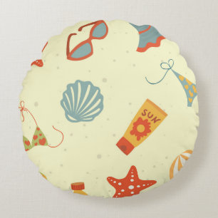 Summer Beach Pattern Rond Kussen