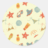 Summer Beach Pattern Ronde Sticker (Voorkant)