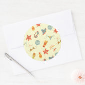 Summer Beach Pattern Ronde Sticker (Envelop)