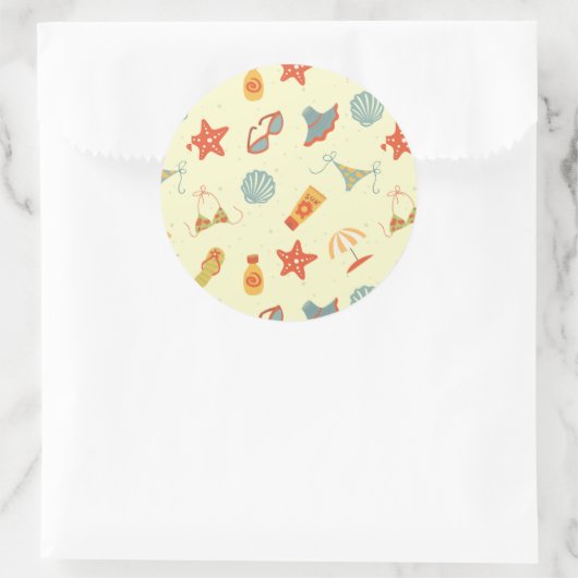 Summer Beach Pattern Ronde Sticker (Tas)