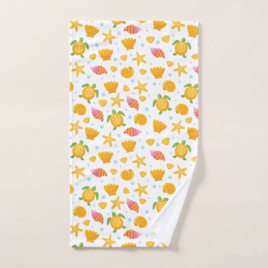 Summer Beach Pattern Seashells Ocean Life Starfish Bad Handdoek (Handdoek)