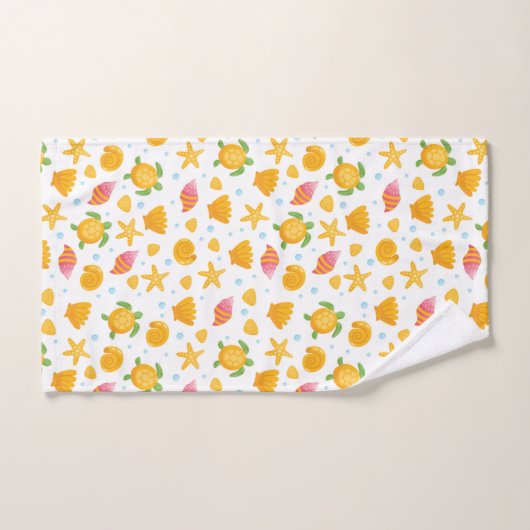 Summer Beach Pattern Seashells Ocean Life Starfish Bad Handdoek (Handdoek)