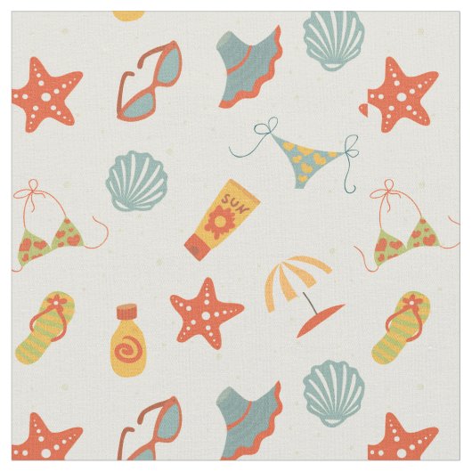 Summer Beach Pattern Stof (Close Up)