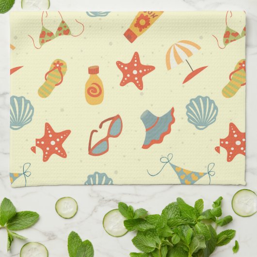 Summer Beach Pattern Theedoek (Gevouwen)