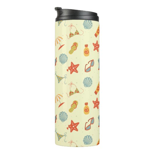 Summer Beach Pattern Thermosbeker (Geroteerd rechts)