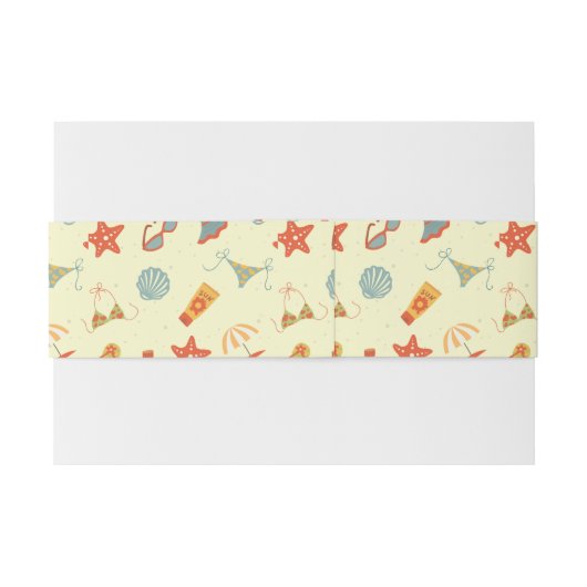 Summer Beach Pattern Uitnodigingen Wikkel (Achterkant Voorbeeld)