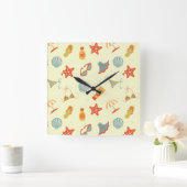 Summer Beach Pattern Vierkante Klok (Huis)