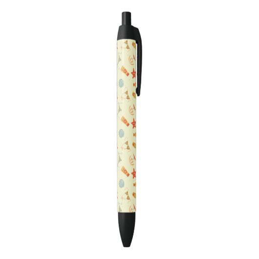 Summer Beach Pattern Zwarte Inkt Pen (Achterkant (Verticaal))