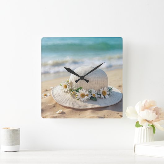 Summer Beach Pet Vierkante Klok (Huis)