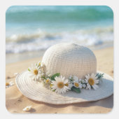 Summer Beach Pet Vierkante Sticker (Voorkant)