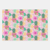 Summer Beach Pink Flamingos Pineapples Lemons Inpakpapier Vel (Voorkant 2)